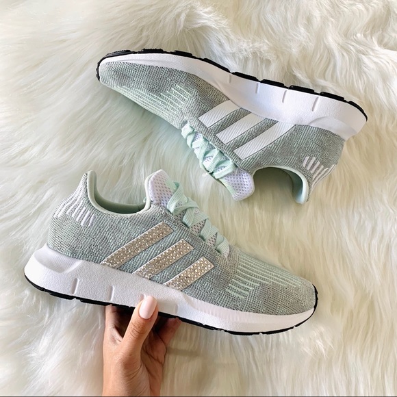 Swarovski Adidas Swift Run Mint Teal Custom Shoes - Picture 7 of 9